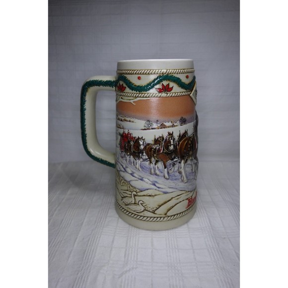 Budweiser 1996 Ceramic Collectible Holiday Stein "American Homestead" Clydesdale - Picture 7 of 11